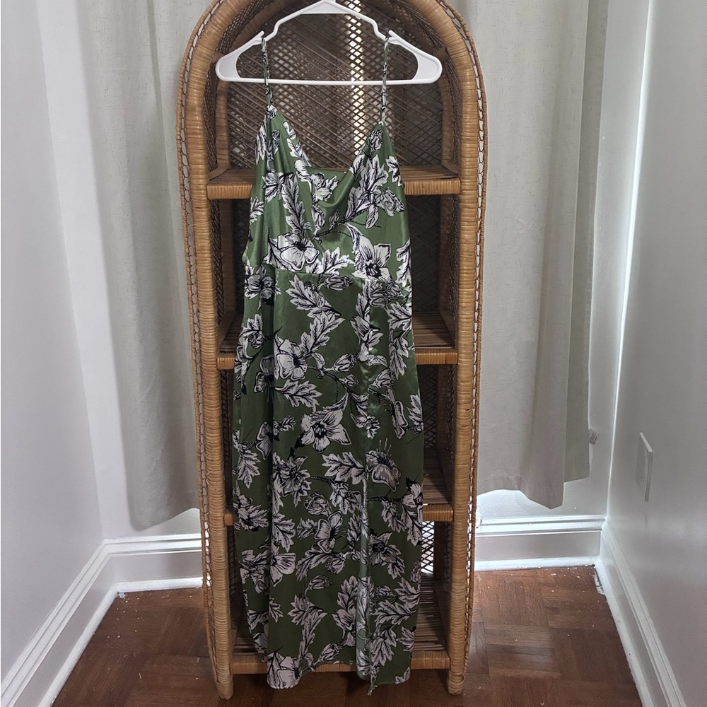 Green Floral Slip Dress - Women's Lightweight Summer Dress